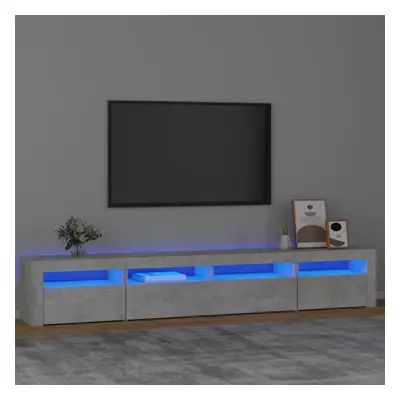 Betonszürke tv-szekrény led-lámpákkal 240x35x40 cm