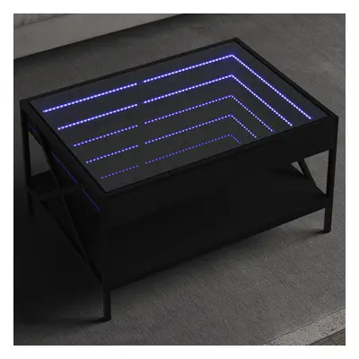 Fekete végtelen hatású led-es dohányzóasztal 70 x 50 x 38 cm