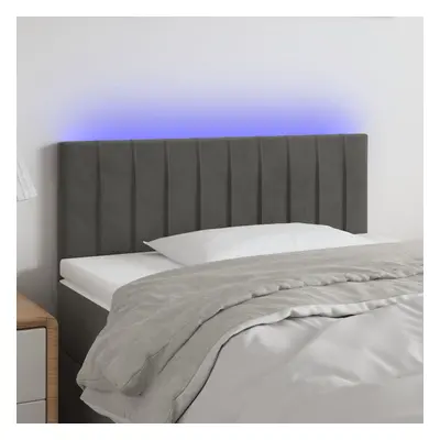 Sötétszürke bársony led-es fejtámla 80 x 5 x 78/88 cm