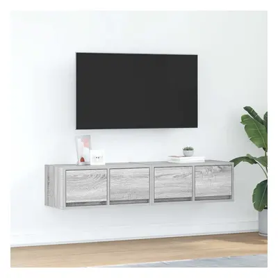 2 db szürke sonoma szerelt fa fali tv-szekrény 60x31x25,5 cm