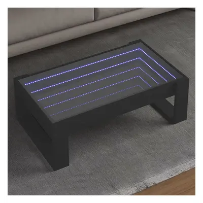 Fekete végtelen hatású led-es dohányzóasztal 90 x 53 x 30 cm