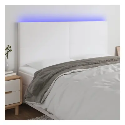 Fehér műbőr led-es fejtámla 200x5x118/128 cm