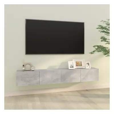 2 db betonszürke szerelt fa fali tv-szekrény 100 x 30 x 30 cm