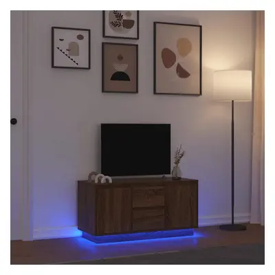 Barna tölgyszínű tv-szekrény led-lámpákkal 100x41x50 cm