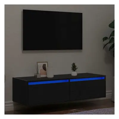 Tv szekrény led világítással fekete tölgy 100x35,5x25 cm