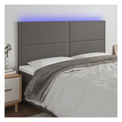 Szürke műbőr led-es fejtámla 180x5x118/128 cm