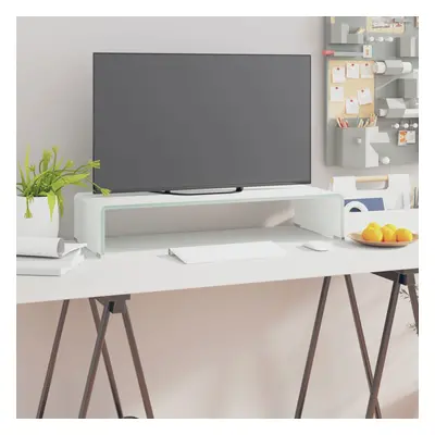 Fehér üveg tv/monitor állvány 70x30x13 cm