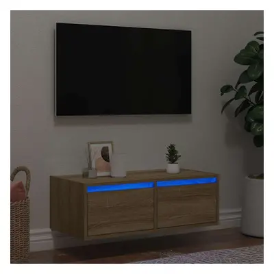 Tv szekrény led világítással sonoma tölgyfa 75x35,5x25 cm