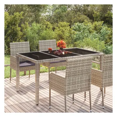 Szürke polyrattan üveglapos kerti asztal 150 x 90 x 75 cm