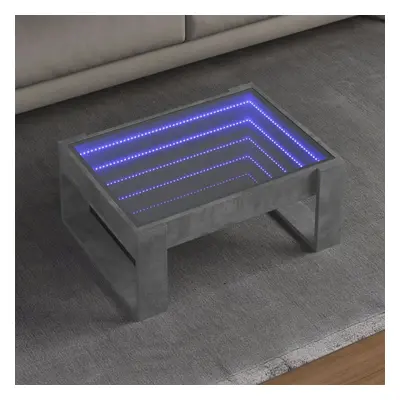 Betonszürke végtelen hatású led-es dohányzóasztal 70x53x30 cm