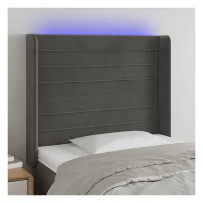 Sötétszürke bársony led-es fejtámla 83x16x118/128 cm