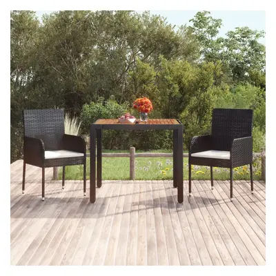 Fekete polyrattan falapos kerti asztal 90 x 90 x 75 cm