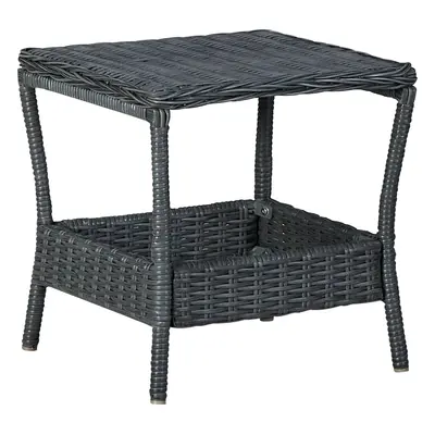 Sötétszürke polyrattan kerti asztal 45 x 45 x 46,5 cm