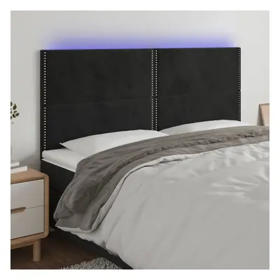 Fekete bársony led-es fejtámla 160x5x118/128 cm