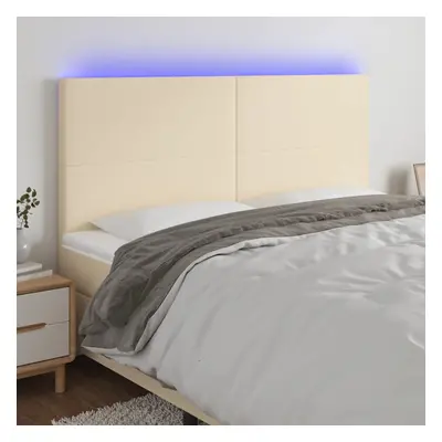 Krémszínű szövet led-es fejtámla 200x5x118/128 cm