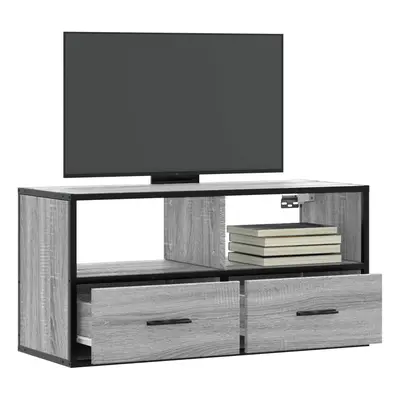 Szürke sonoma színű szerelt fa és fém tv-szekrény 80x31x39,5 cm