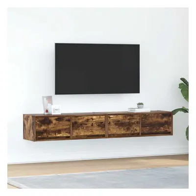 2 db füstös tölgy színű szerelt fa tv-szekrény 80x31x25,5 cm