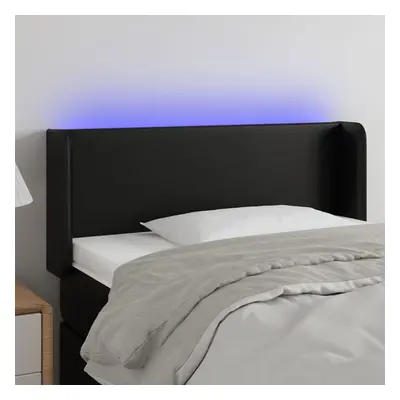 Fekete műbőr led-es fejtámla 83 x 16 x 78/88 cm