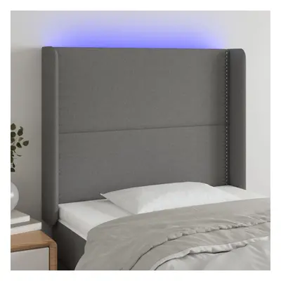 Sötétszürke szövet led-es fejtámla 83x16x118/128 cm