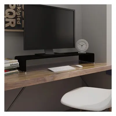 Fekete üveg tv/monitor állvány 100x30x13 cm