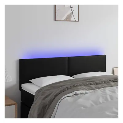 Fekete műbőr led-es fejtámla 144 x 5 x 78/88 cm