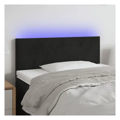 Fekete bársony led-es fejtámla 80 x 5 x 78/88 cm