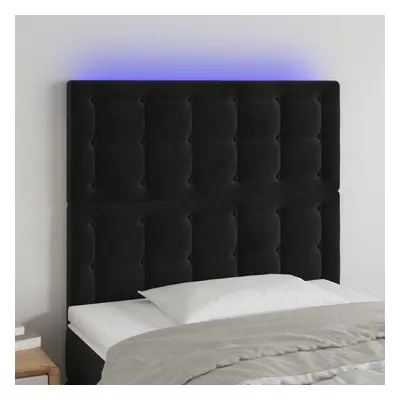 Fekete bársony led-es fejtámla 90x5x118/128 cm