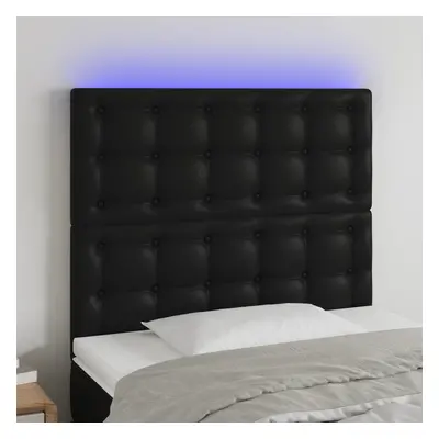 Fekete műbőr led-es fejtámla 80x5x118/128 cm