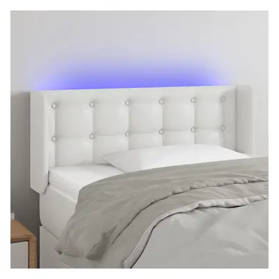 Fehér műbőr led-es fejtámla 93x16x78/88 cm