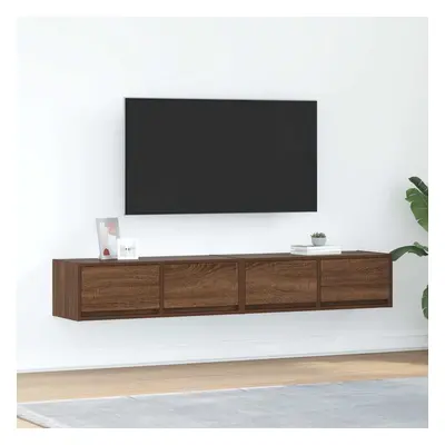 2 db barna tölgy színű szerelt fa tv-szekrény 80x31x25,5 cm