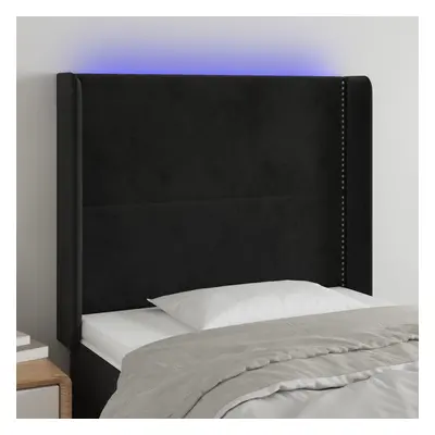 Fekete bársony led-es fejtámla 83x16x118/128 cm