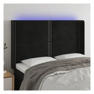 Fekete bársony led-es fejtámla 147x16x118/128 cm