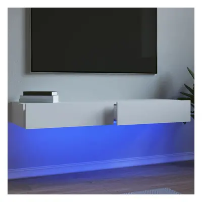 2 db fehér tv-szekrény led-lámpákkal 60x35x15,5 cm