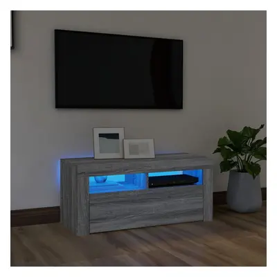 Szürke sonoma színű tv-szekrény led-világítással 90x35x40 cm