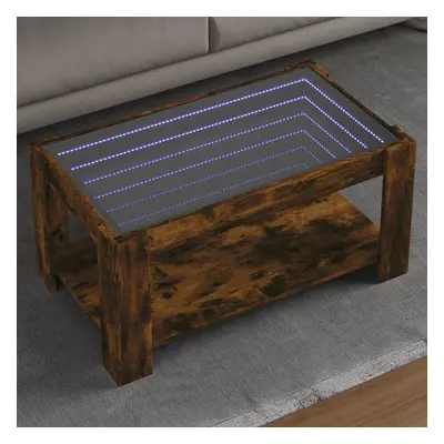 Füstös tölgy szerelt fa dohányzóasztal led-del 93 x 53 x 45 cm