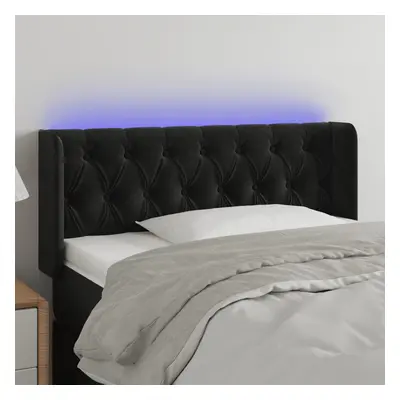 Fekete bársony led-es fejtámla 103 x 16 x 78/88 cm