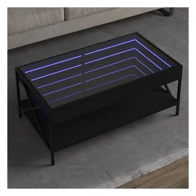 Fekete végtelen hatású led-es dohányzóasztal 90 x 50 x 38 cm