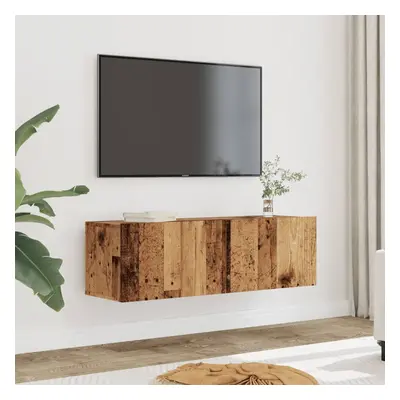 2 db antik fa színű falra szerelhető tv-szekrény 100x30x30 cm