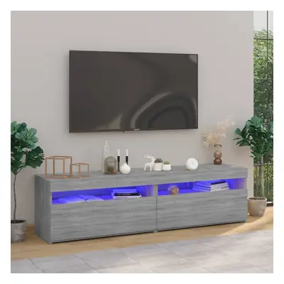 2 db füstös tölgyszínű tv-szekrény led-világítással 75x35x40 cm