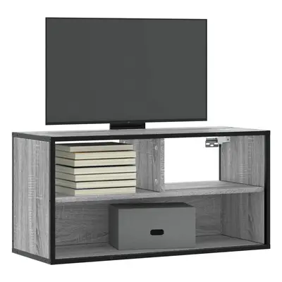 Szürke sonoma színű szerelt fa és fém tv-szekrény 80x31x39,5 cm