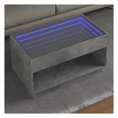 Betonszürke végtelen hatású led-es dohányzóasztal 90x50x50 cm