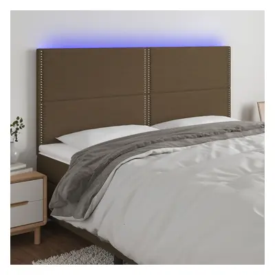 Sötétbarna szövet led-es fejtámla 160x5x118/128 cm