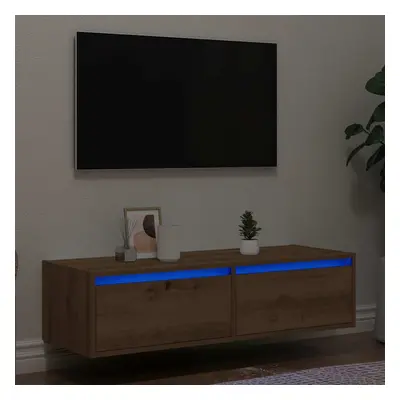 Kézműves tölgy színű tv-szekrény led-lámpákkal 100x35,5x25 cm