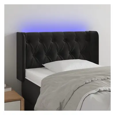 Fekete bársony led-es fejtámla 83 x 16 x 78/88 cm