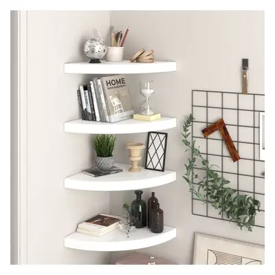 323909 floating corner shelves 4 pcs high gloss white 35x35x3,8 cm mdf