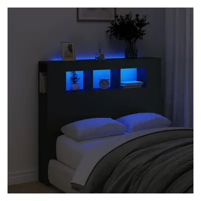 Fekete szerelt fa led-es fejtámla 120x18,5x103,5 cm