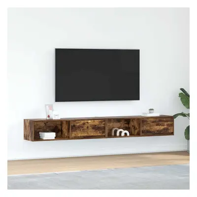 2 db füstös tölgy színű szerelt fa tv-szekrény 100x31x25,5cm