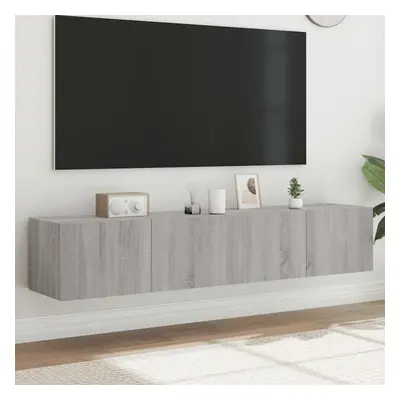 2 db szürke sonoma fali tv-szekrény led-ekkel 80x35x31 cm