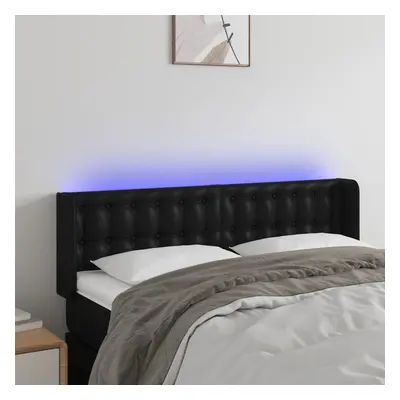 Fekete műbőr led-es fejtámla 147 x 16 x 78/88 cm