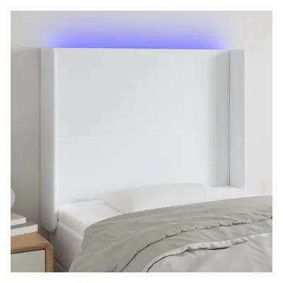 Fehér műbőr led-es fejtámla 103x16x118/128 cm